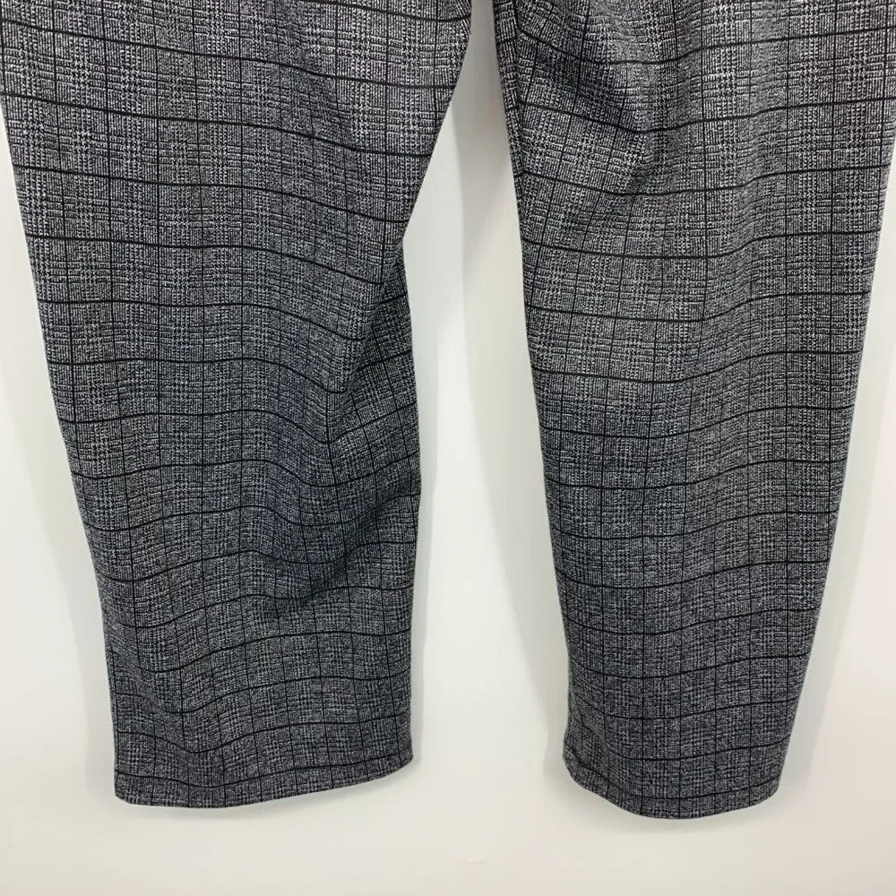 A New Day Pants Black Gray Plaid High Rise Pull On Straight Ankle_10